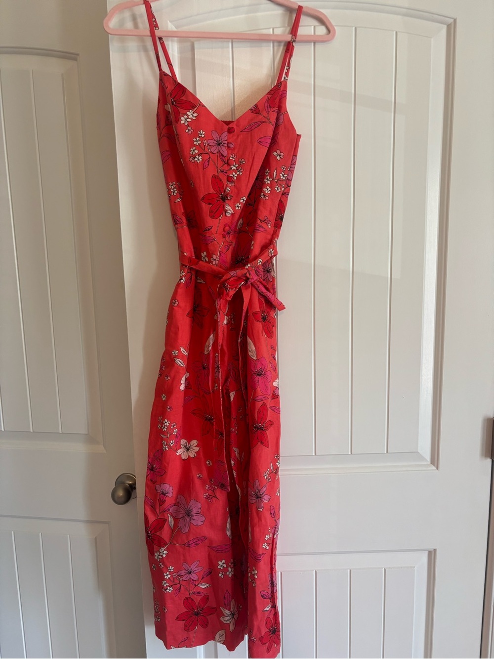 Banana Republic Red Floral Maxi Dress with Tie Waist